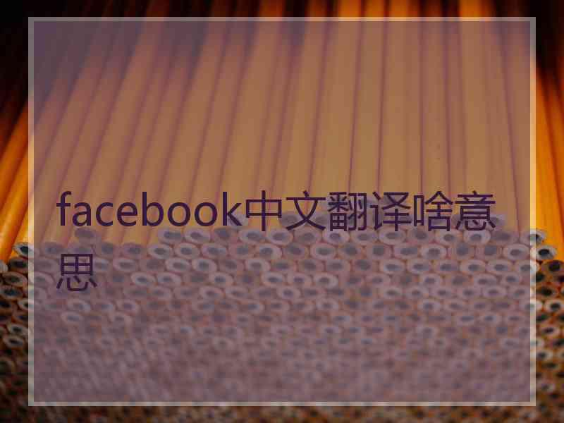 facebook中文翻译啥意思