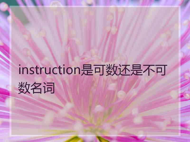 instruction是可数还是不可数名词