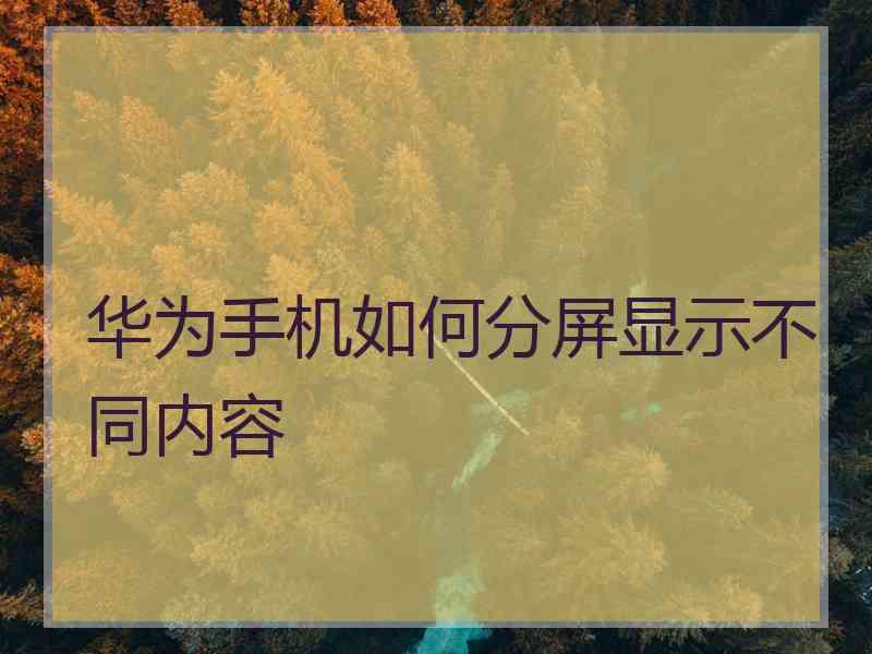 华为手机如何分屏显示不同内容