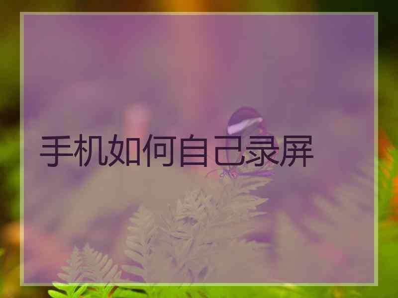 手机如何自己录屏