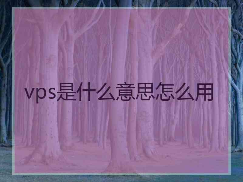 vps是什么意思怎么用