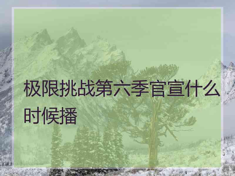 极限挑战第六季官宣什么时候播