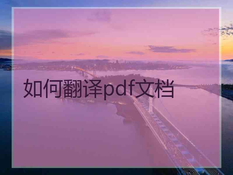 如何翻译pdf文档