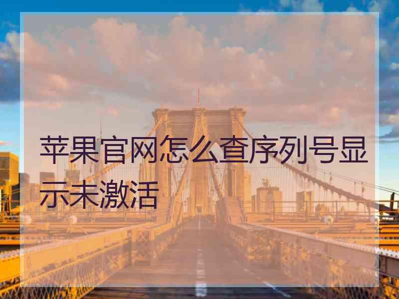 苹果官网怎么查序列号显示未激活