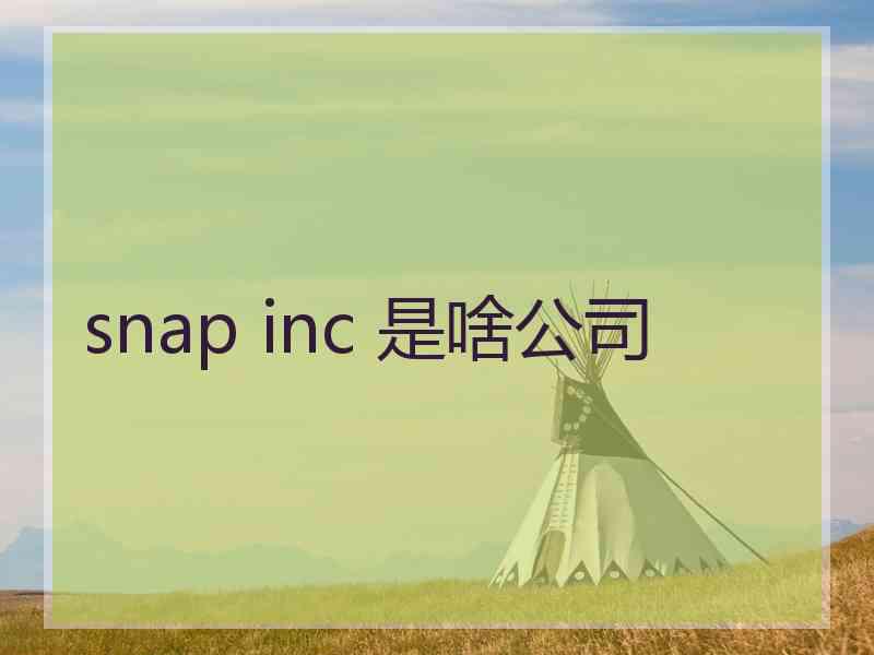 snap inc 是啥公司