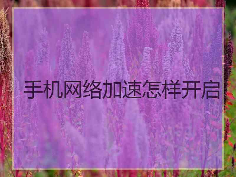 手机网络加速怎样开启