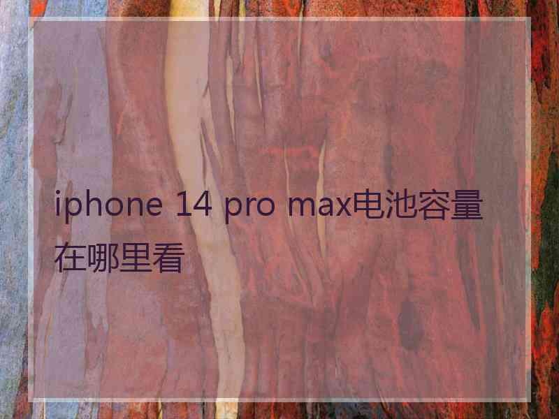 iphone 14 pro max电池容量在哪里看